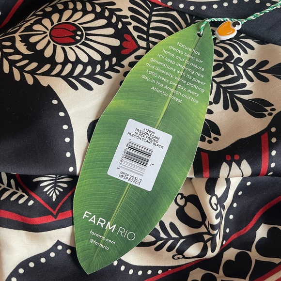 Farm Rio Passion Scarf Wrap kimono black and ivory size L NWT - Picture 7 of 8